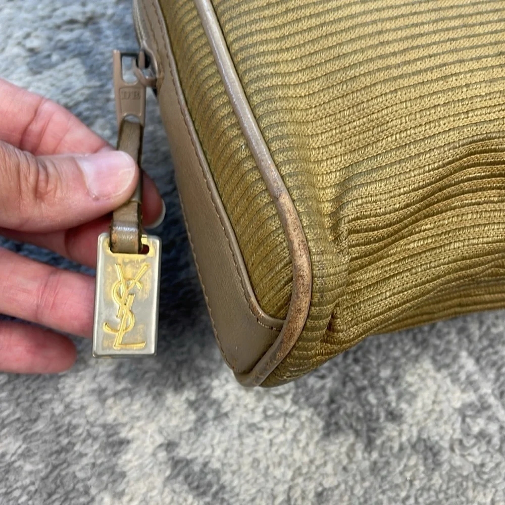 Vintage YSL Yves Saint Laurent Zip Pouch Clutch Toiletry Case Bag